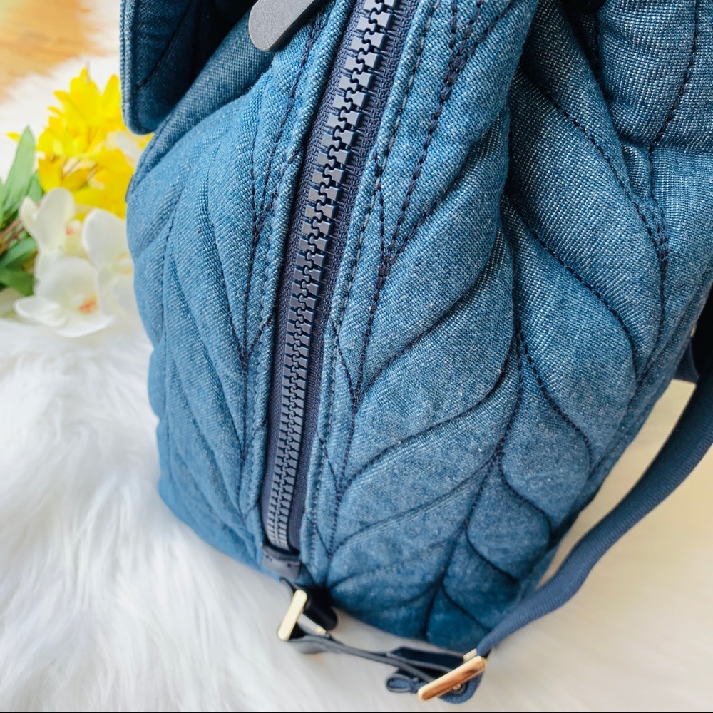 KATE SPADE ELLIE LARGE FLAP BACKPACK DENIM QUILTED - Picture 3 of 8